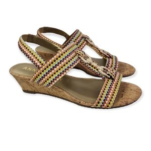 Anne Klein Wedge Sandals Women's Size 8.5 M Slip On Fabric PRICE FIRM